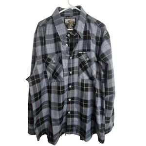 Dixxon Mens V-Twin Visionary Plaid Flannel Cholo Shirt Size 2X Button Grunge